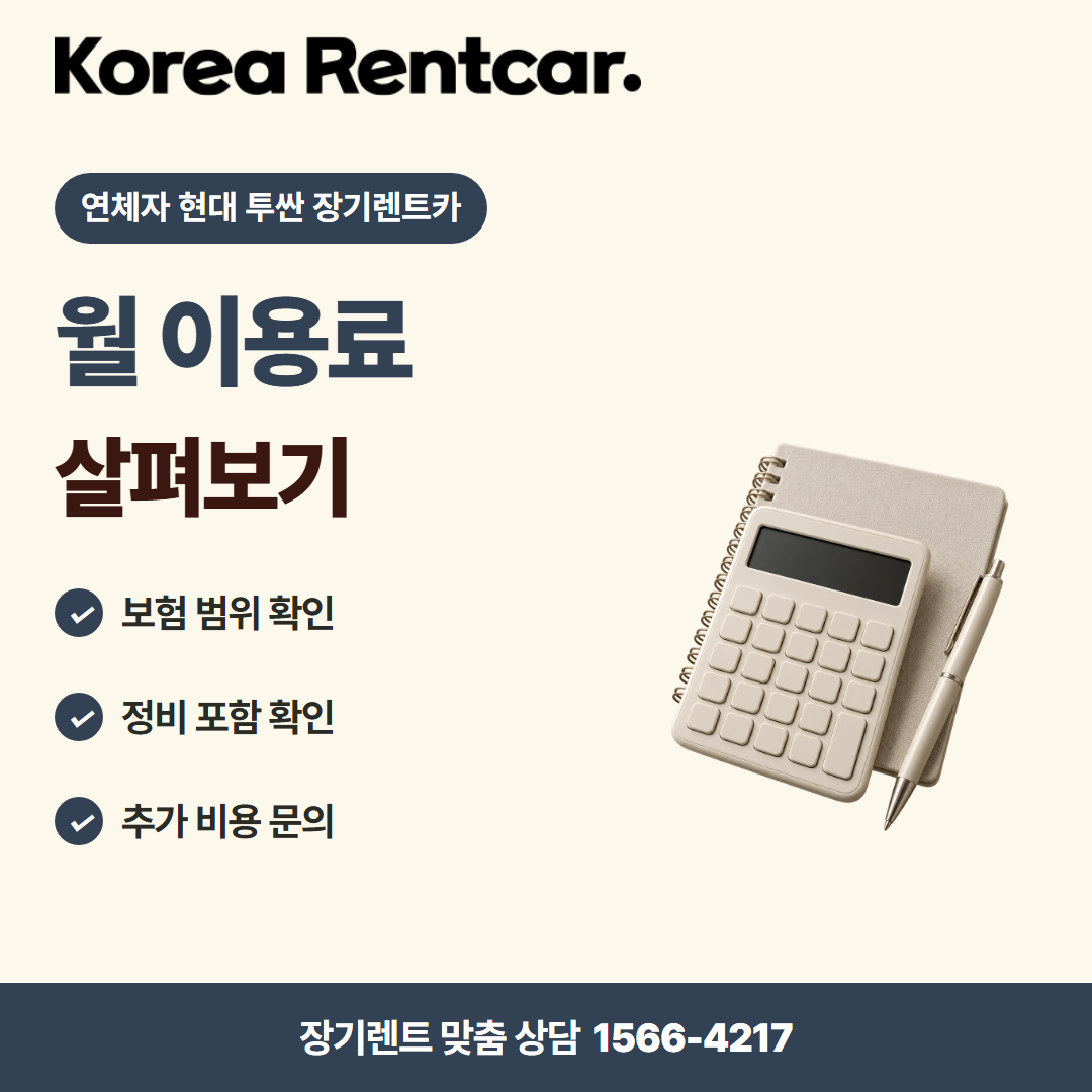 연체자 현대 투싼 장기렌트카 · 비용 비교 카드뉴스