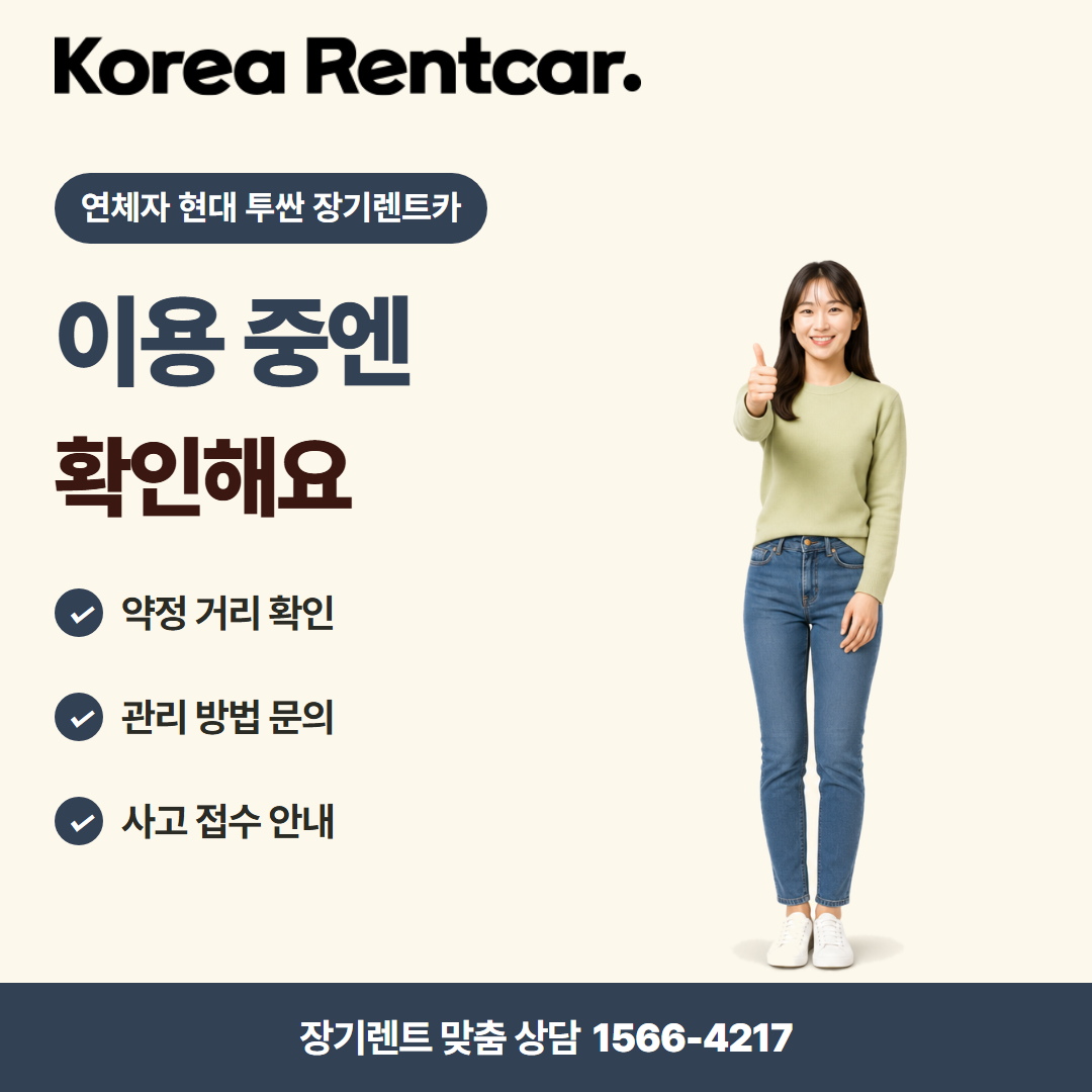 연체자 현대 투싼 장기렌트카 · 이용 확인 카드뉴스